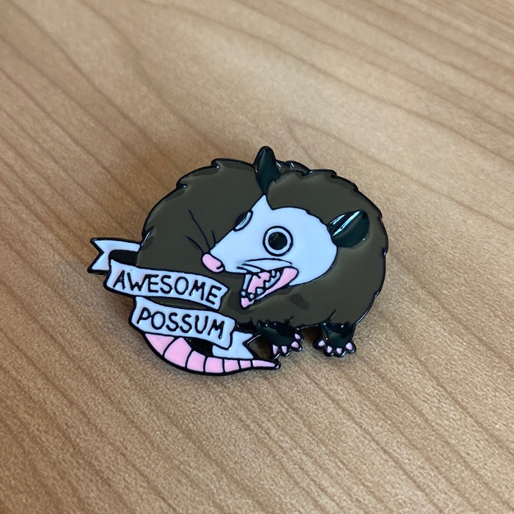 Awesome Possum funny cute screaming enamel pin